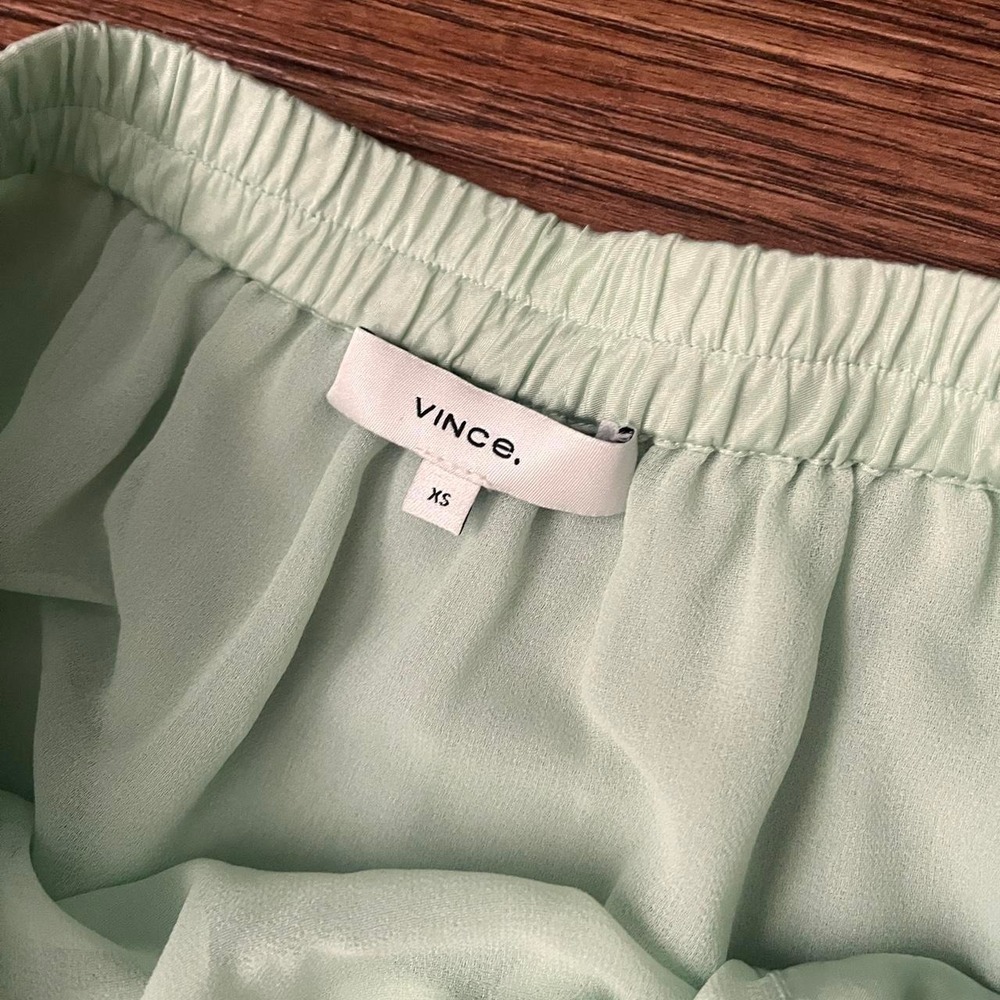 Vince Silk Midi Skirt Pastel Mint Green Women XS Minimalist Quiet Luxury Classic - Picture 4 of 6